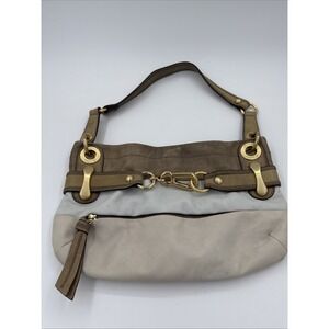 B. Makowski Tri Color Leather Hobo Handbag Purse Gold Hardware